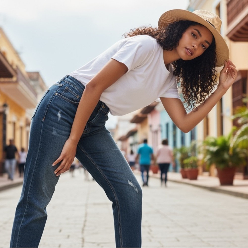 Dark Blue Denim Jeans‎ Capris